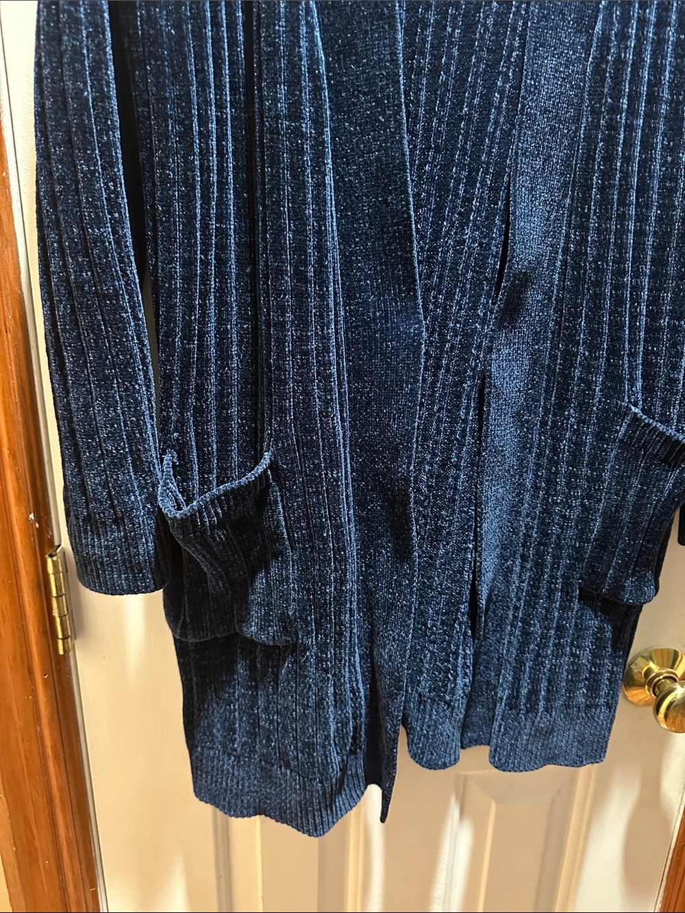Matty M Deep Navy Ribbed Open-Front Cardigan - Picture 3 of 4